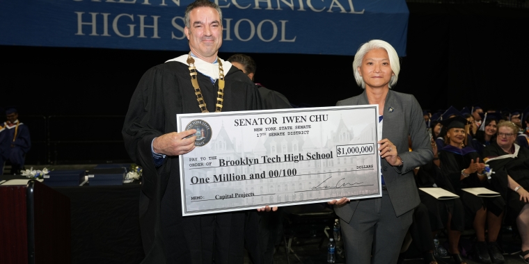 Senator Chu presents funding check to Brooklyn Tech HS Senator Chu presents funding check